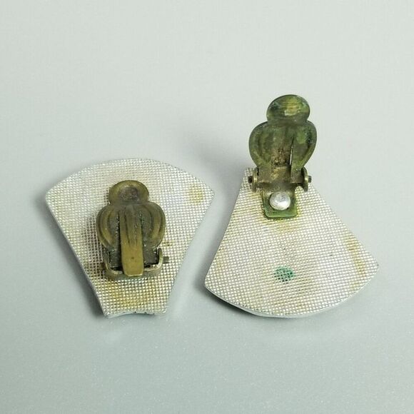 Vintage Silver Tone Shell Shape Clip On Earrings, Made in Germany, Retro - Picture 3 of 7